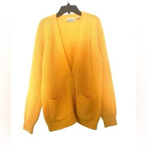 New Vintage Favourites Ribbed Knit Cardigan V-neck Sweater Orange Large